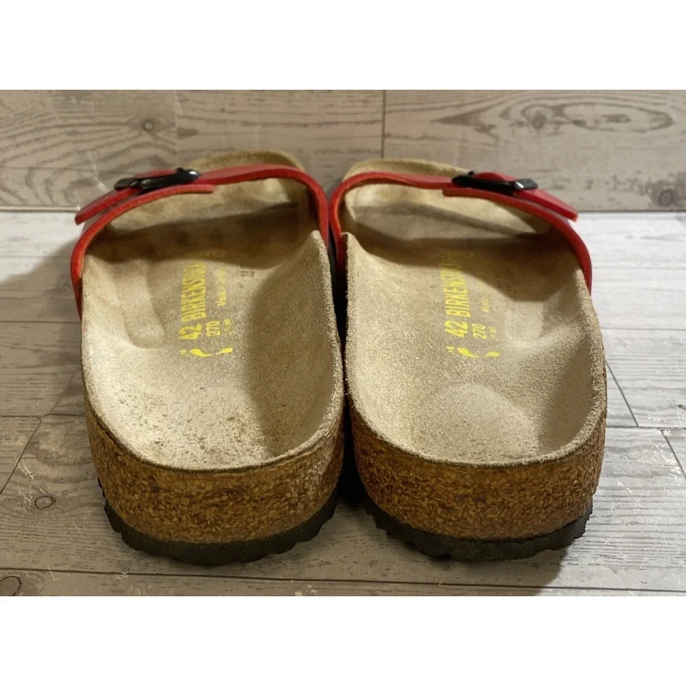 Birkenstock Madrid Red Leather Slides Black Buckle Women's Size 42 - Picture 5 of 8
